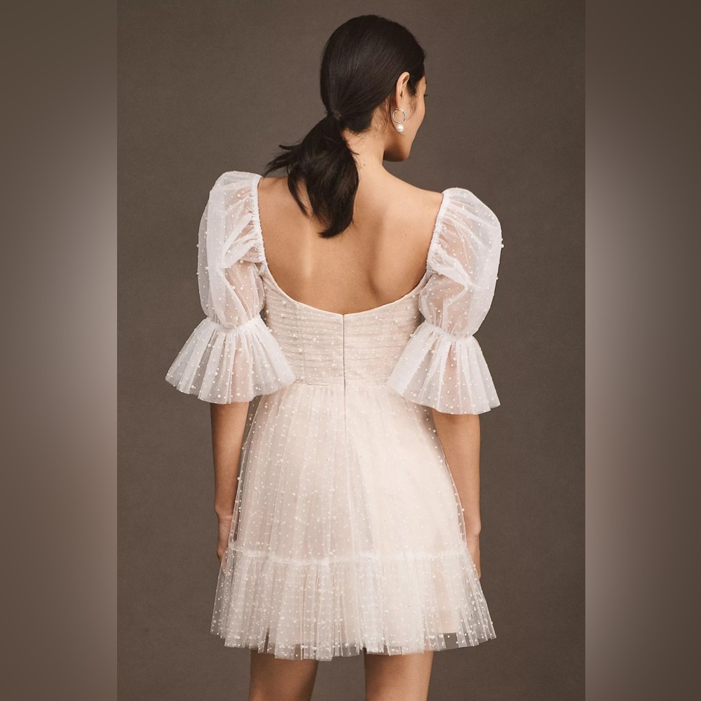 By Watters Macaron Square-Neck Tulle Embellished Mini Dress - Picture 3 of 11